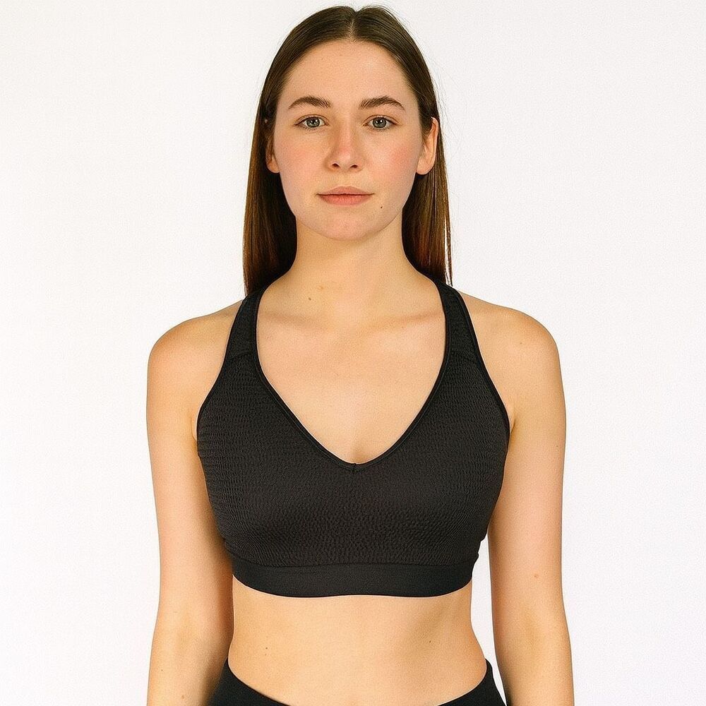 Victoria Secret Solid Black Wireless Slip on V Neck Racerback Bra size L